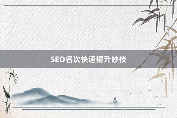 SEO名次快速擢升妙技